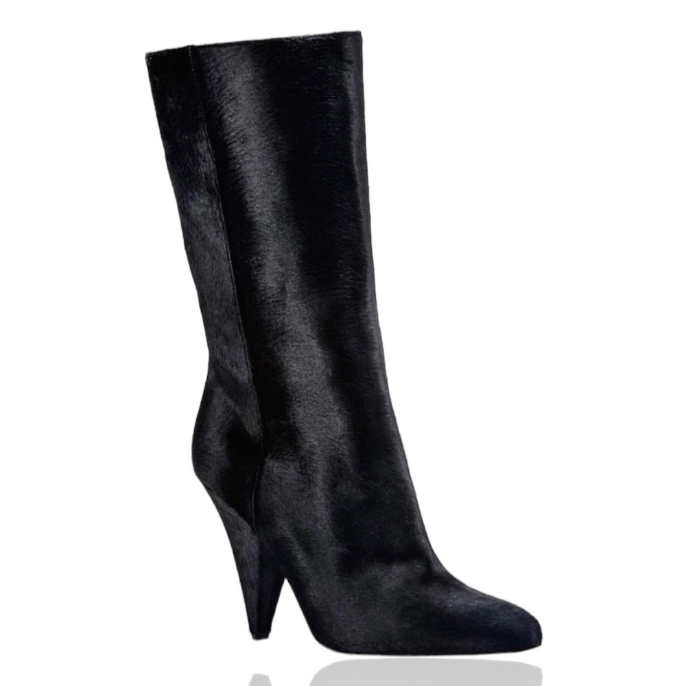 Tamara Mellon ‘Kindred Mid Calf 105’ Boots in “Black Haircalf” Size 5 ASO Meghan